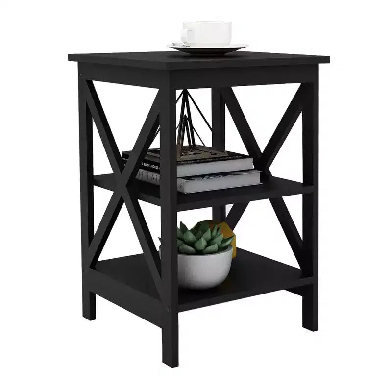 MAYEERTY Oxford Tavolino, Robuste Gambe in Materiale MDF, Nero