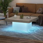 COZONY Tavolino da caffè quadrato, Tavolino moderno per soggiorno con effetto luce ambientale integrato