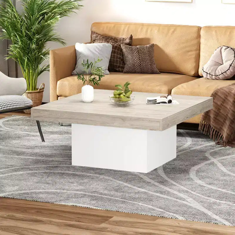 COZONY Tavolino da caffè quadrato, Tavolino moderno per soggiorno con effetto luce ambientale integrato