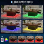 COZONY Tavolino da caffè quadrato, Tavolino moderno per soggiorno con effetto luce ambientale integrato
