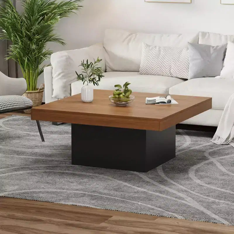 COZONY Tavolino da caffè quadrato, Tavolino moderno per soggiorno con effetto luce ambientale integrato