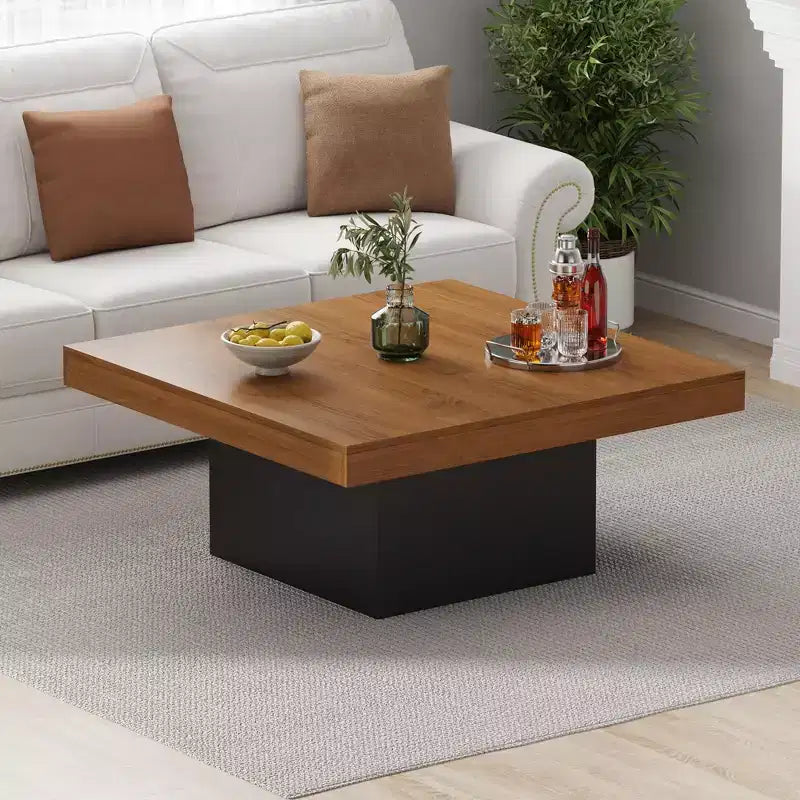COZONY Tavolino da caffè quadrato, Tavolino moderno per soggiorno con effetto luce ambientale integrato
