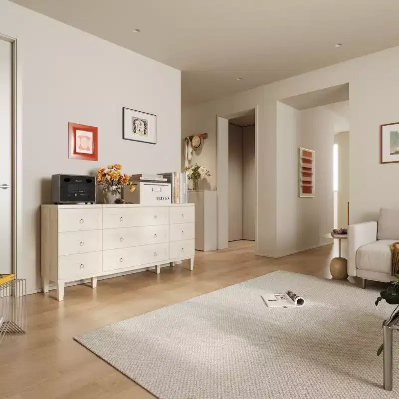 Cassettiera grande a 9 cassetti Hitow effetto legno chiaro Ampio spazio contenitivo + Stile moderno