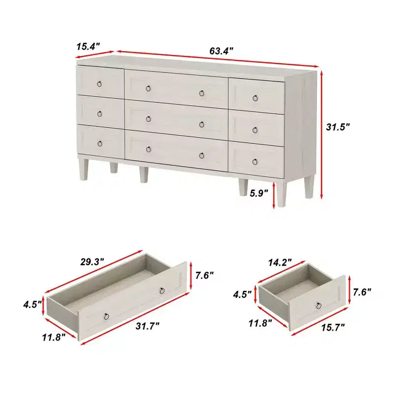 Cassettiera grande a 9 cassetti Hitow effetto legno chiaro Ampio spazio contenitivo + Stile moderno