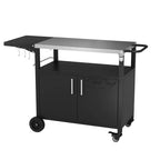 Tavolo da carrello per barbecue da esterno Celebalcony con piano in acciaio inossidabile per preparazione in cucina e barbecue, tavolo da cucina per esterni con maniglia laterale, nero