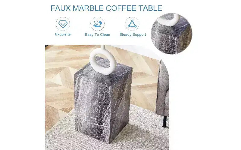 Tavolino da caffè rettangolare in MDF TUYOHW con texture naturale, Tavolino da salotto minimalista, Tavolino d'accento di lusso per soggiorno