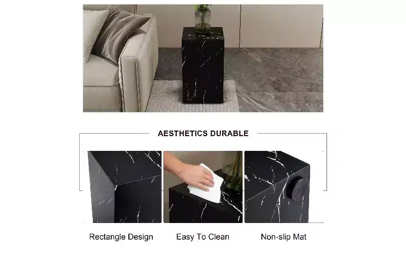 Tavolino da caffè rettangolare in MDF TUYOHW con texture naturale, Tavolino da salotto minimalista, Tavolino d'accento di lusso per soggiorno