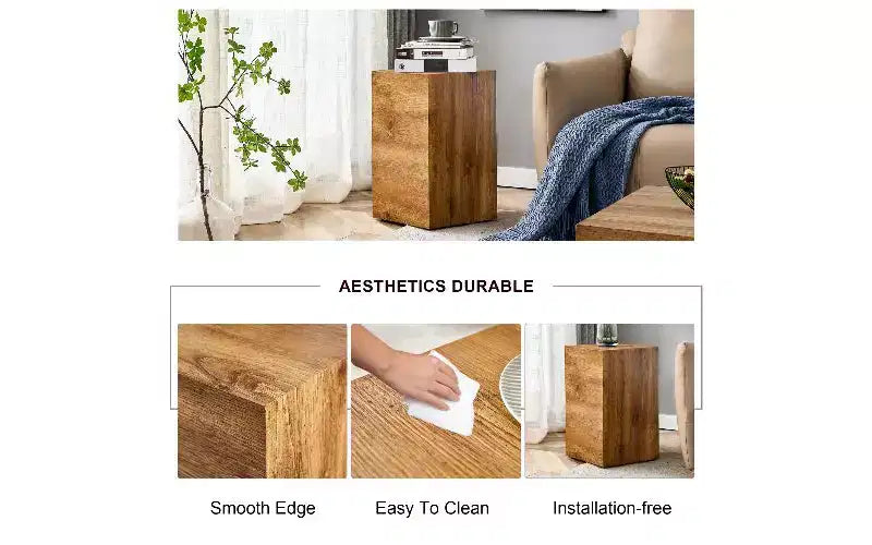 Tavolino da caffè rettangolare in MDF TUYOHW con texture naturale, Tavolino da salotto minimalista, Tavolino d'accento di lusso per soggiorno