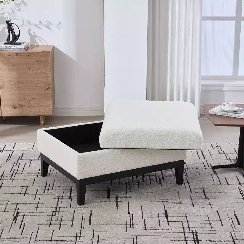 TUYOHW Poggiapiedi moderno con contenitore, poggiapiedi imbottito con coperchio reversibile, tavolino versatile per soggiorno, camera da letto, ingresso