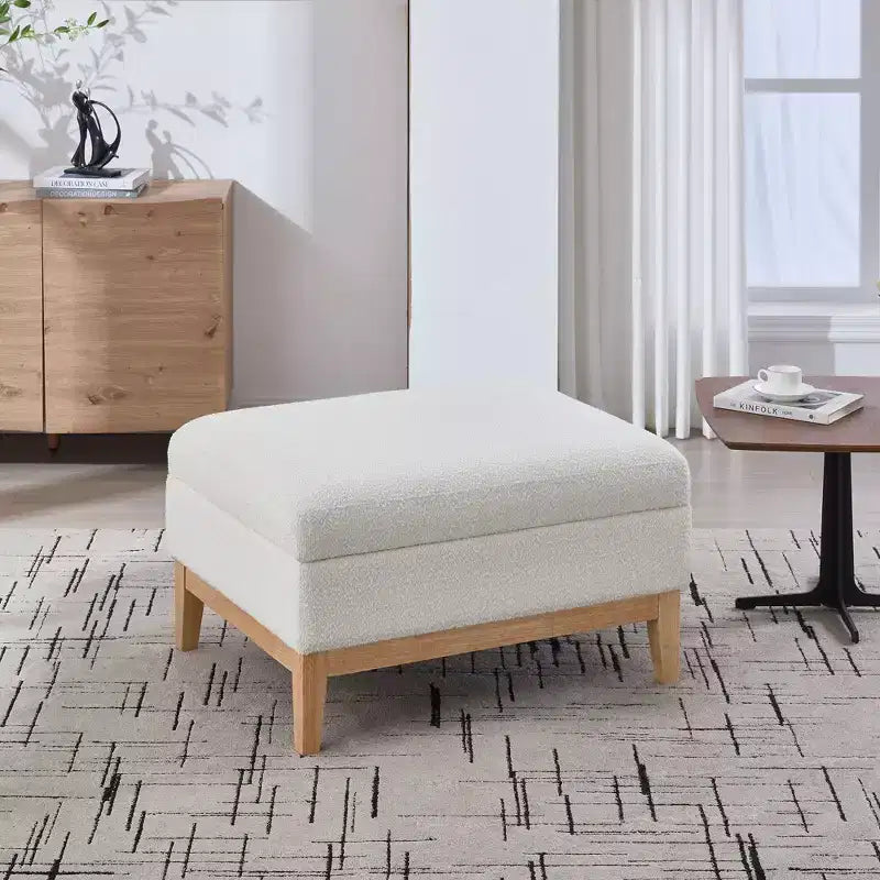 TUYOHW Modern Ottoman with Storage Upholstered Foot Stool with Reversible Lid Versatile Coffee Table for Living Room, Bedroom, Entryway