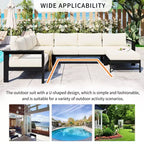 Set divano da esterno per patio, divano componibile moderno convertibile con chaise longue reversibile, set divano da conversazione con divano a U per veranda o giardino