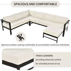 Set divano da esterno per patio, divano componibile moderno convertibile con chaise longue reversibile, set divano da conversazione con divano a U per veranda o giardino