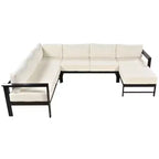 Set divano da esterno per patio, divano componibile moderno convertibile con chaise longue reversibile, set divano da conversazione con divano a U per veranda o giardino