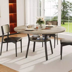 Tavolo da pranzo rotondo da 47 pollici per 4-6 persone, tavolo da cucina in legno con ripiano, tavolo da pranzo circolare in stile rustico per sala da pranzo, soggiorno, 4 gambe robuste