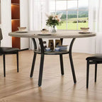 Tavolo da pranzo rotondo da 47 pollici per 4-6 persone, tavolo da cucina in legno con ripiano, tavolo da pranzo circolare in stile rustico per sala da pranzo, soggiorno, 4 gambe robuste
