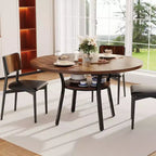 Tavolo da pranzo rotondo da 47 pollici per 4-6 persone, tavolo da cucina in legno con ripiano, tavolo da pranzo circolare in stile rustico per sala da pranzo, soggiorno, 4 gambe robuste