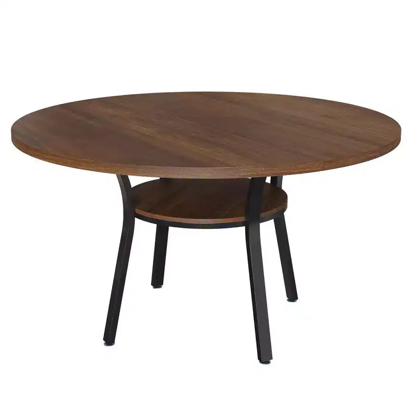 Tavolo da pranzo rotondo da 47 pollici per 4-6 persone, tavolo da cucina in legno con ripiano, tavolo da pranzo circolare in stile rustico per sala da pranzo, soggiorno, 4 gambe robuste
