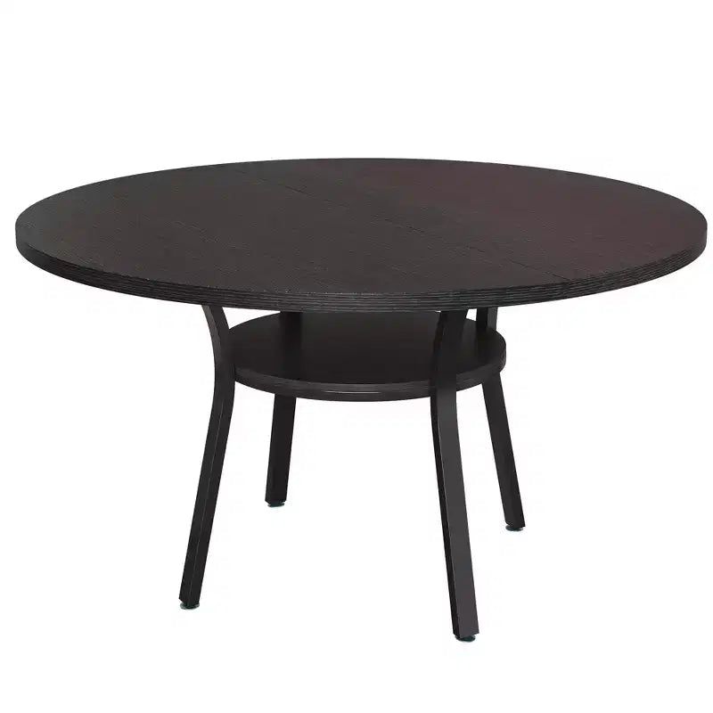 Tavolo da pranzo rotondo da 47 pollici per 4-6 persone, tavolo da cucina in legno con ripiano, tavolo da pranzo circolare in stile rustico per sala da pranzo, soggiorno, 4 gambe robuste