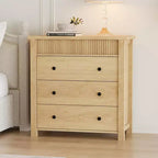 COZONY 31.5W Vertical Chest of Drawers, Tall Fluted Wooden Dresser with Smooth Glide Drawers, Single Wave Chest Drawers
