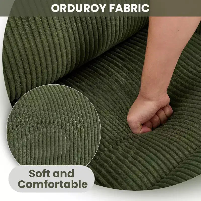 Poltrona reclinabile con massaggio e calore 155, reclinazione ergonomica, alzata assistita, doppio portabicchieri e tasche laterali, tessuto in velluto a coste per un comfort da salotto