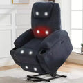 Poltrona reclinabile con massaggio e calore 155, reclinazione ergonomica, alzata assistita, doppio portabicchieri e tasche laterali, tessuto in velluto a coste per un comfort da salotto