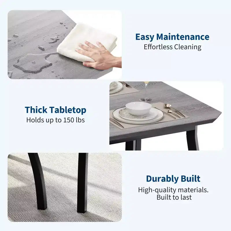 Set da pranzo 4 pezzi, tavolo da cucina con panca imbottita e 2 sedie imbottite, mobili da cucina industriali per cucina, sala da pranzo