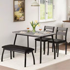Set da pranzo 4 pezzi, tavolo da cucina con panca imbottita e 2 sedie imbottite, mobili da cucina industriali per cucina, sala da pranzo