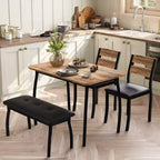 Set da pranzo 4 pezzi, tavolo da cucina con panca imbottita e 2 sedie imbottite, mobili da cucina industriali per cucina, sala da pranzo