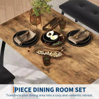 Set da pranzo 4 pezzi, tavolo da cucina con panca imbottita e 2 sedie imbottite, mobili da cucina industriali per cucina, sala da pranzo