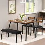 Set da pranzo 4 pezzi, tavolo da cucina con panca imbottita e 2 sedie imbottite, mobili da cucina industriali per cucina, sala da pranzo