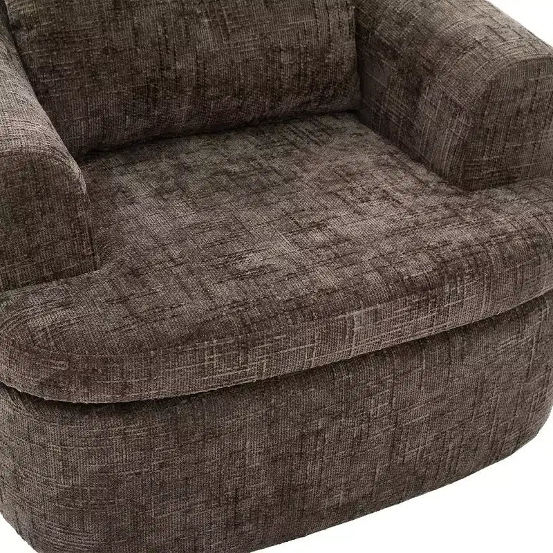 Moderna poltrona girevole con cuscino a doppio strato, sedia a botte girevole a 360° in ciniglia per soggiorno o appartamento-Panipeachy