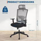 Sedia da ufficio ergonomica, sedia da scrivania regolabile in rete con supporto lombare, sedia direzionale girevole con ruote per casa, ufficio, gaming
