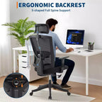Sedia da ufficio ergonomica, sedia da scrivania regolabile in rete con supporto lombare, sedia direzionale girevole con ruote per casa, ufficio, gaming