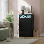Acekool Black Dresser with 4 Drawers, Modern Storage Chest Organizer for Bedroom, Living Room, Entryway