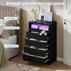 Acekool Cassettiera Nera a 4 Cassetti, Organizzatore Contenitore Moderno per Camera da Letto, Soggiorno, Ingresso