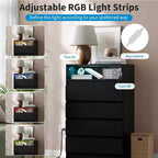 Acekool Cassettiera Nera a 4 Cassetti, Organizzatore Contenitore Moderno per Camera da Letto, Soggiorno, Ingresso