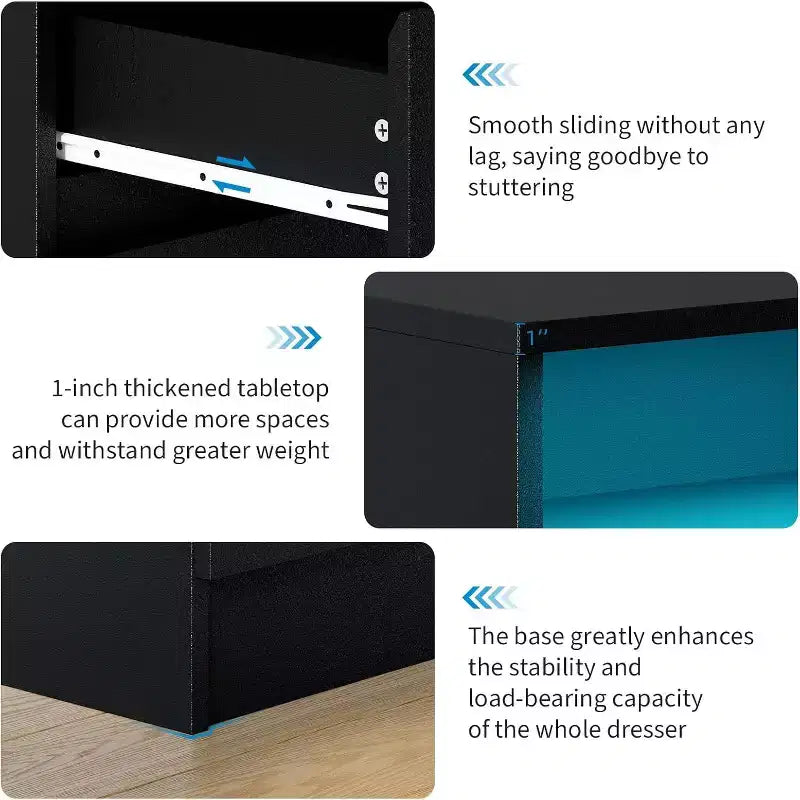 Acekool Cassettiera Nera a 4 Cassetti, Organizzatore Contenitore Moderno per Camera da Letto, Soggiorno, Ingresso