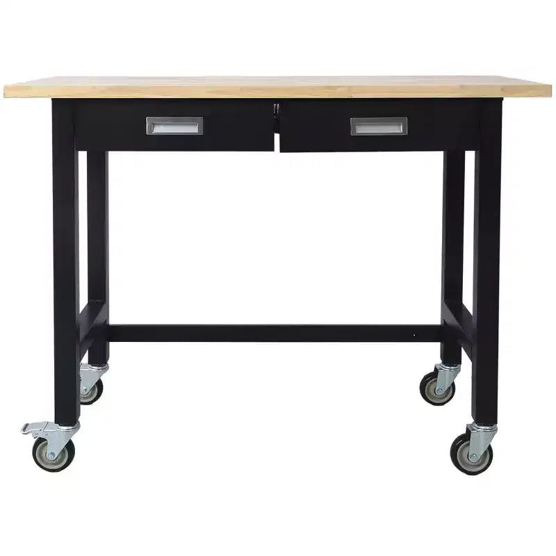 Adjustable Workbench Steel Workstation with Drawers, Power Outlets, and Wheels for Garage