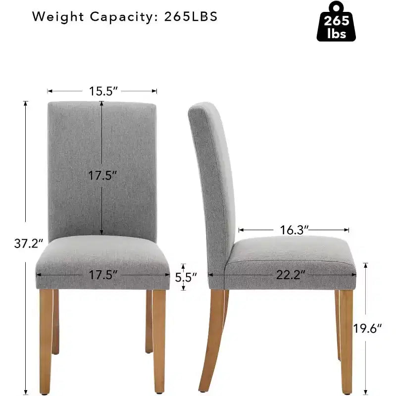 COZONY Sedie da pranzo imbottite Parsons, sedia laterale in tessuto di lino con gambe in legno per sala da pranzo, cucina, ristorante, soggiorno