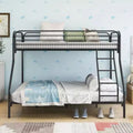 Bellemave Twin-Over-Full Metal Bunk Bed, Heavy-Duty Frame, Inclined Ladder, Reinforced Top Guardrail, Easy Assembly, Black, Space-Saving