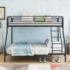 Bellemave Twin-Over-Full Metal Bunk Bed, Heavy-Duty Frame, Inclined Ladder, Reinforced Top Guardrail, Easy Assembly, Black, Space-Saving