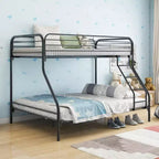 Letto a castello in metallo Bellemave, una piazza e mezza superiore, struttura resistente, scala inclinata, sponda di protezione superiore rinforzata, facile da montare, nero, salvaspazio