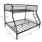 Letto a castello in metallo Bellemave, una piazza e mezza superiore, struttura resistente, scala inclinata, sponda di protezione superiore rinforzata, facile da montare, nero, salvaspazio