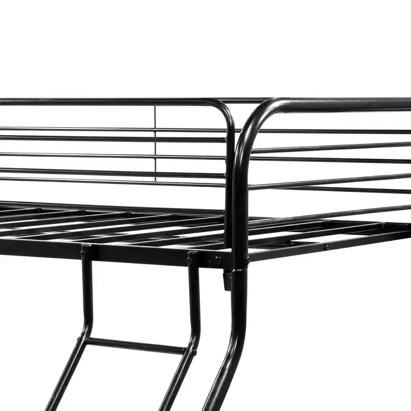 Letto a castello in metallo Bellemave, una piazza e mezza superiore, struttura resistente, scala inclinata, sponda di protezione superiore rinforzata, facile da montare, nero, salvaspazio