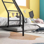 Letto a castello in metallo Bellemave, una piazza e mezza superiore, struttura resistente, scala inclinata, sponda di protezione superiore rinforzata, facile da montare, nero, salvaspazio