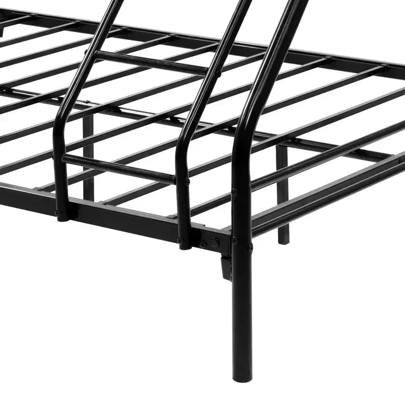 Letto a castello in metallo Bellemave, una piazza e mezza superiore, struttura resistente, scala inclinata, sponda di protezione superiore rinforzata, facile da montare, nero, salvaspazio