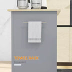 FAMYYT Carrello da Cucina Isola con piano in Legno Massello Grigio da 45,7 cm, Armadietto a 2 ante e Cassetti