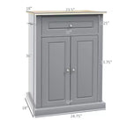FAMYYT Carrello da Cucina Isola con piano in Legno Massello Grigio da 45,7 cm, Armadietto a 2 ante e Cassetti