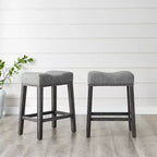 GDFStudio Nolan Upholstered Counter Height Stool with Saddle Seat (Set of 2)