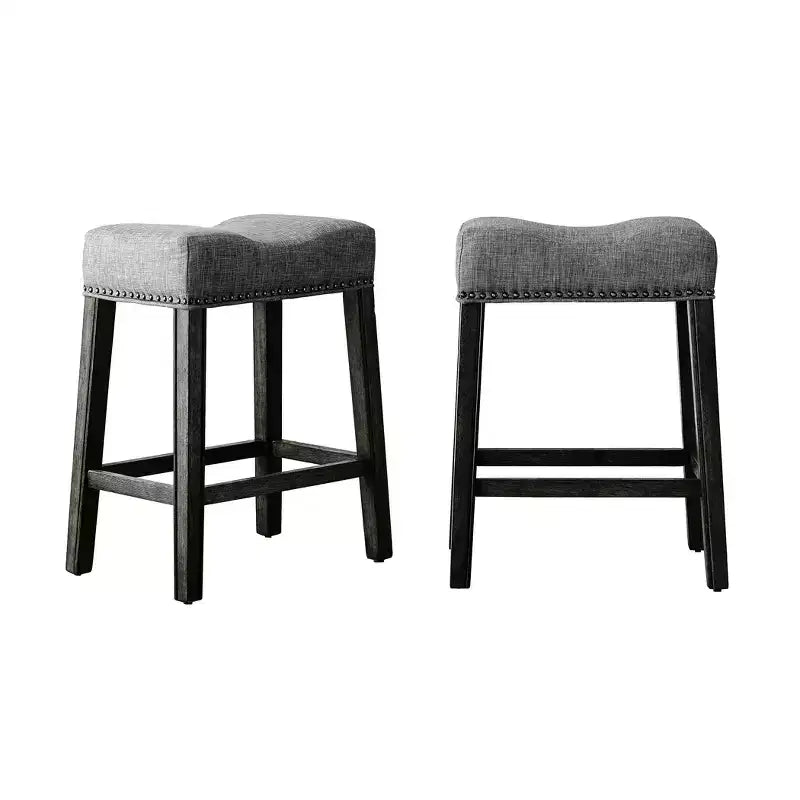 GDFStudio Nolan Sgabello imbottito altezza bancone con seduta a sella (Set di 2)